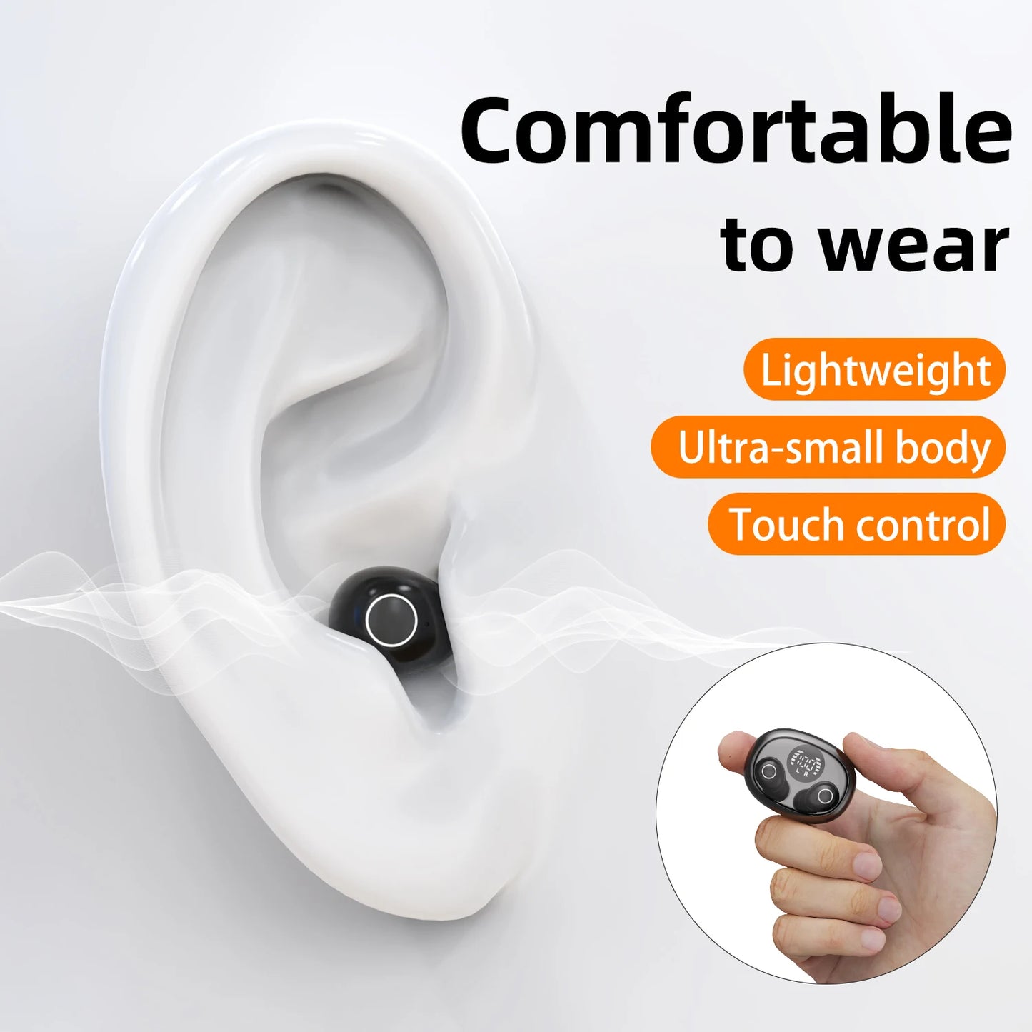 Trendy wireless headphones 5.4 bluetooth headset mini sleep sports invisible earbuds HD HIFI music bass sound quality earphones S91474ce6494e46e2a13740903a49fcefS Amrit Store
