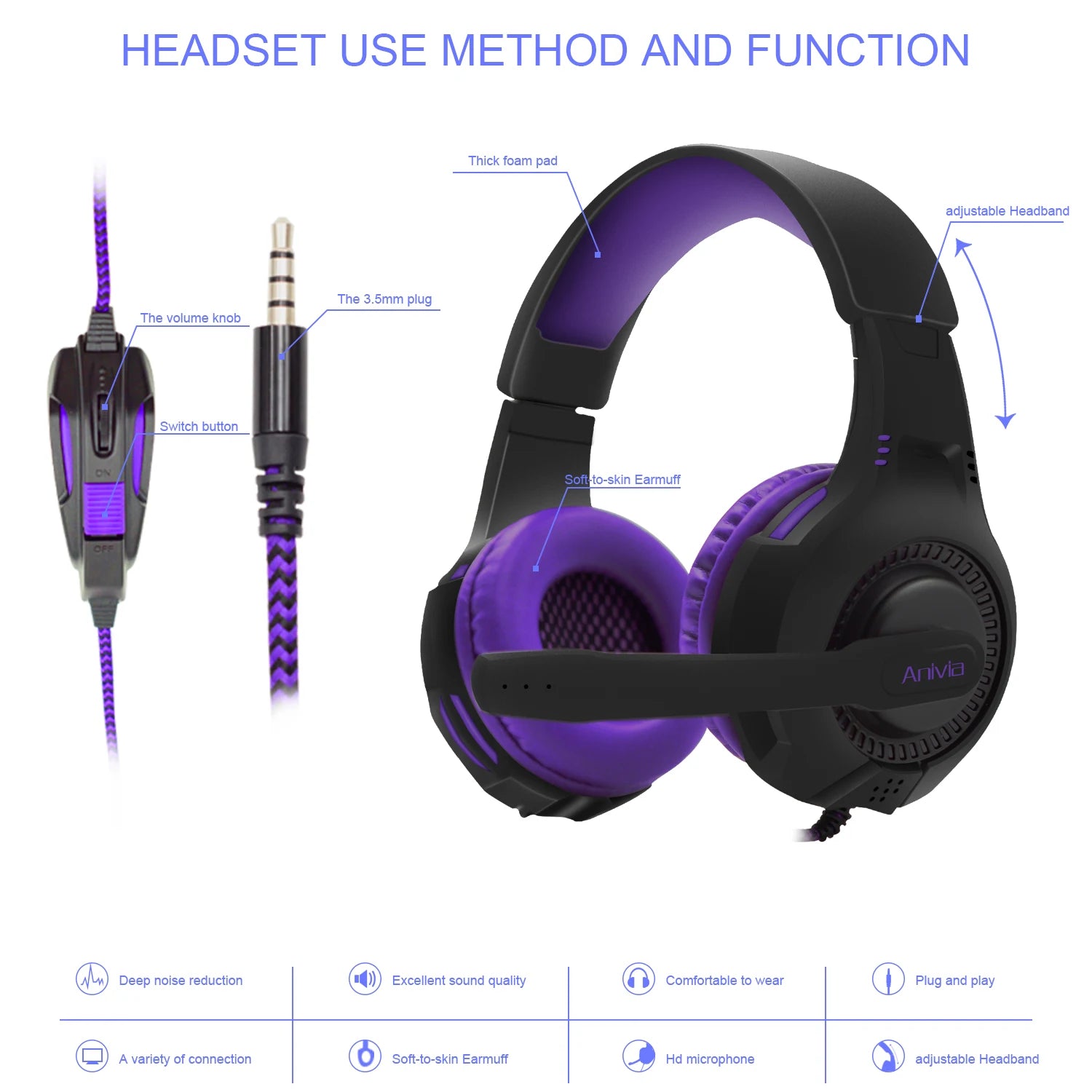 Wired Gaming Headset with Mic Noise Isolating Over-Ear, PC/PS4/PS5/Xbox Compatible, Volume Control, 3.5mm Audio Jack S9552fc3deb7742519604a35e010fe6454 Amrit Store