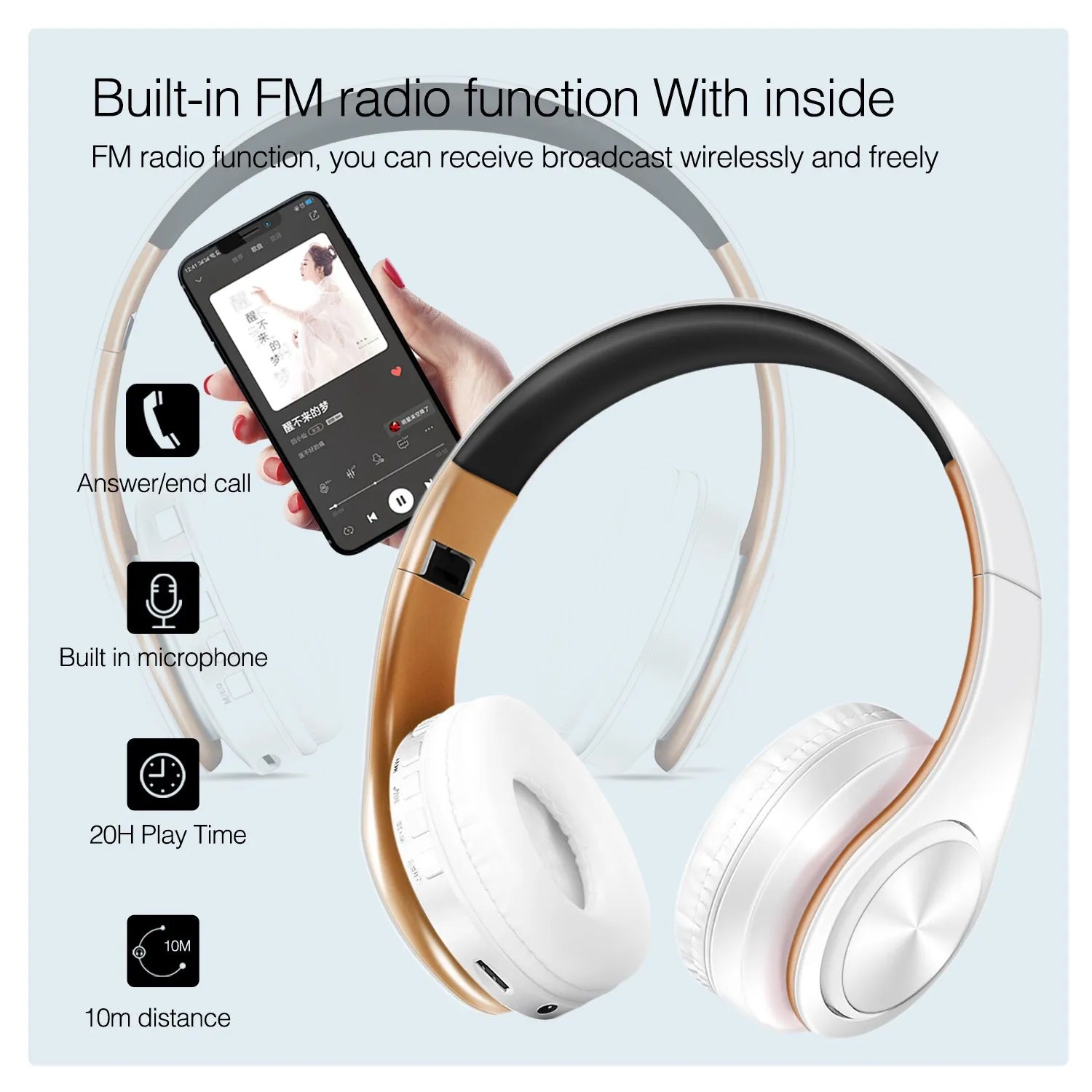 Stereo Wireless Headphones Bluetooth Headset with Mic SD Card Slot for Girls - Samsung Sport Style - 20 Hours Playtime S97fe9f0522af4e45882c27753fea1c527 Amrit Store