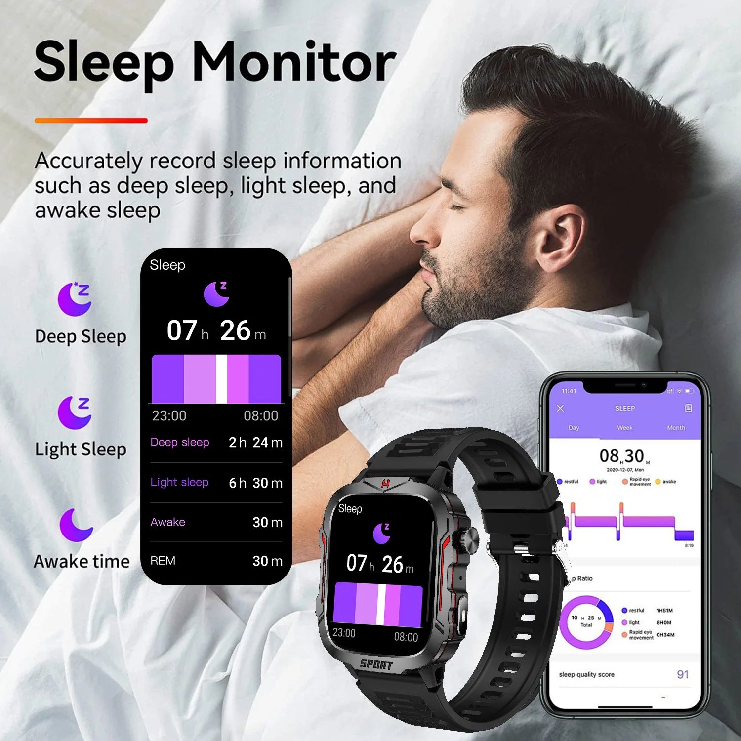 Strong Flashlight Smart Watch for Men/Women, 1.96'' Screen Fitness Tracker with AI Voice Assistant/ Bluetooth Call/ 100+Sports S9ba18030aa144bf58891a85d91ea7457Y Red, White and Blue Products Store