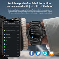 LOKMAT Rugged Sport Smart Watch ATTACK-GT Bluetooth Calls Colorful Waterproof Military Smartwatches with Flashlight for Phone S9bb16164b9c14bba83c2624e1fb9e3ddN Red, White and Blue Products Store