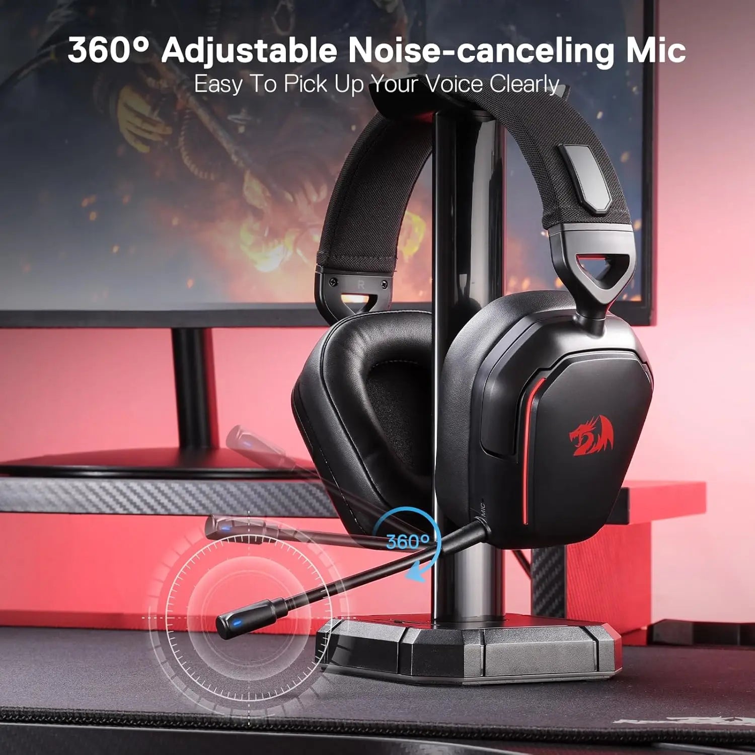 Redragon H868 3-Mode Wireless RGB Gaming Headset 7.1 Surround Sound 40 mm Drivers Noise-canceling Microphone Over-Ear Headphones Sa04b7e0d98c043e2824ac221ccbfcd1aH Amrit Store