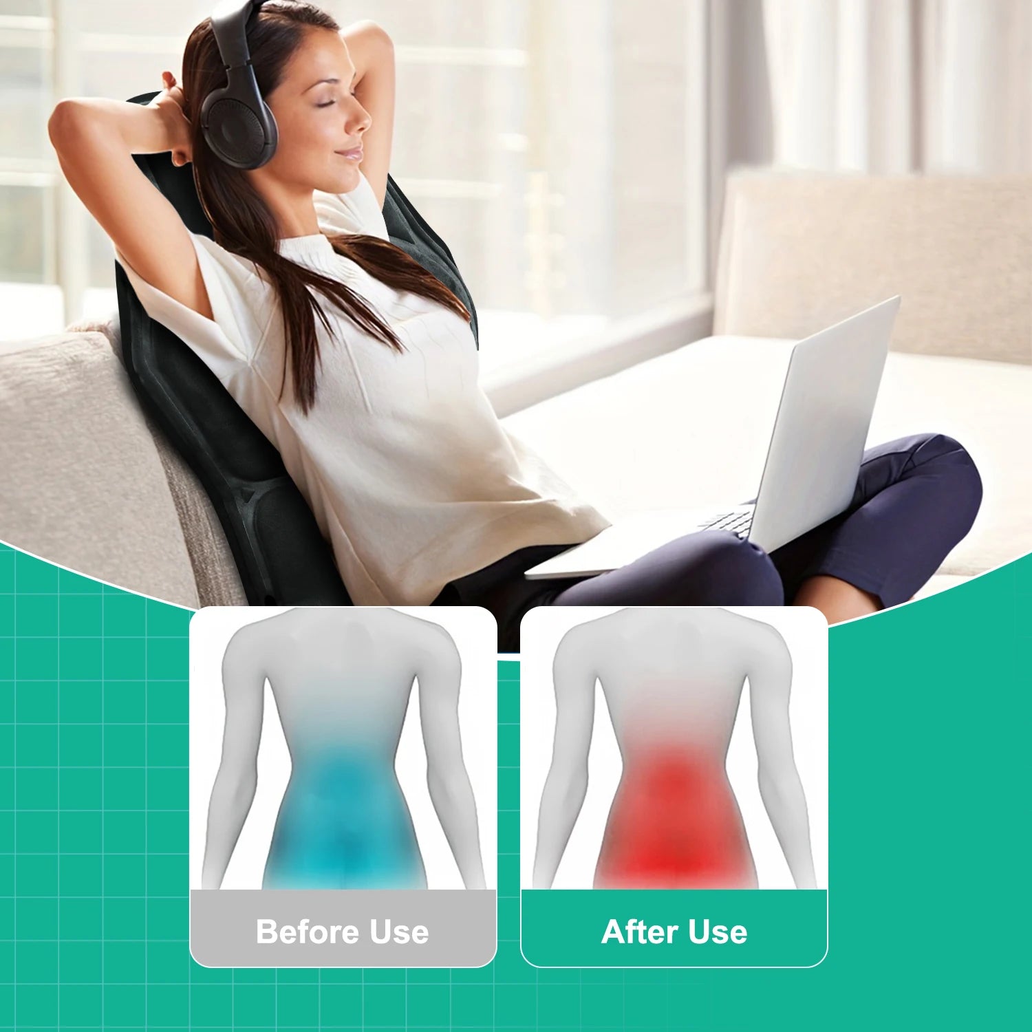 Massage Seat Cushion With Heating, Full Body Vibration, Back Massage Chair Cushion For Men & Women, Use at Home Office Car, Gift Sa509998f9ea349479efee6da67128cb20 Red, White and Blue Products Store