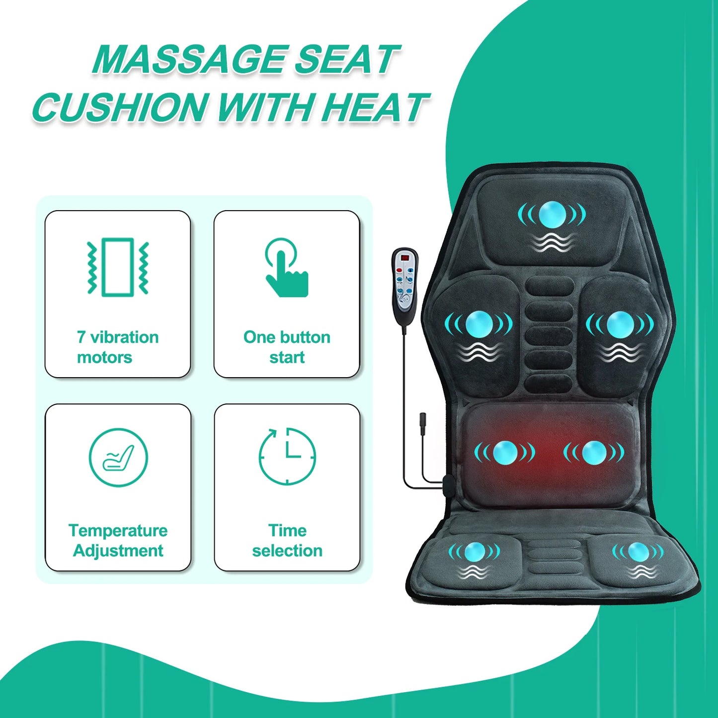 Massage Seat Cushion With Heating, Full Body Vibration, Back Massage Chair Cushion For Men & Women, Use at Home Office Car, Gift Sa7479b230d4145348c5eda296d363d37E Red, White and Blue Products Store