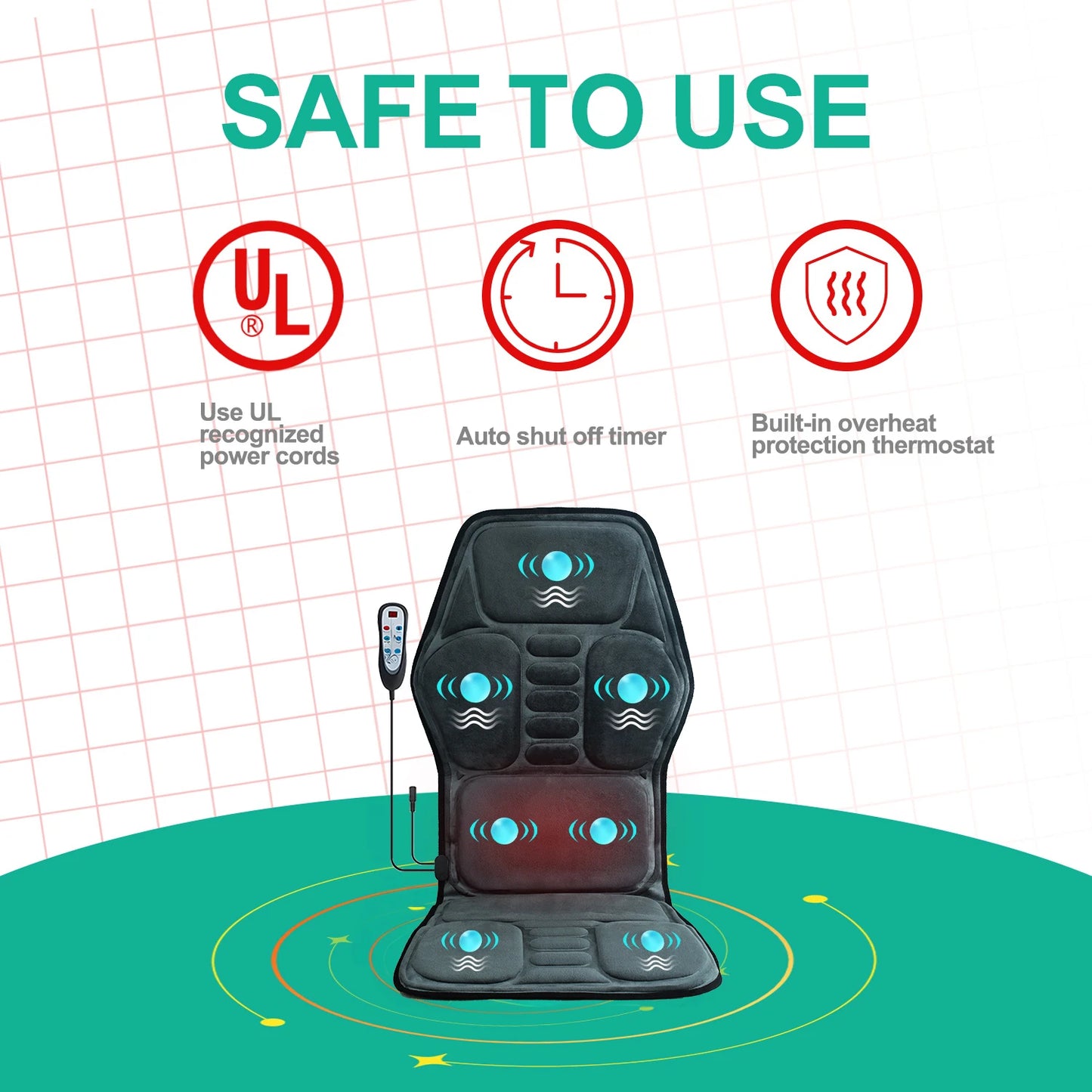 Massage Seat Cushion With Heating, Full Body Vibration, Back Massage Chair Cushion For Men & Women, Use at Home Office Car, Gift Sa8098ce29e714c5783c8df4e69d7780cF Red, White and Blue Products Store