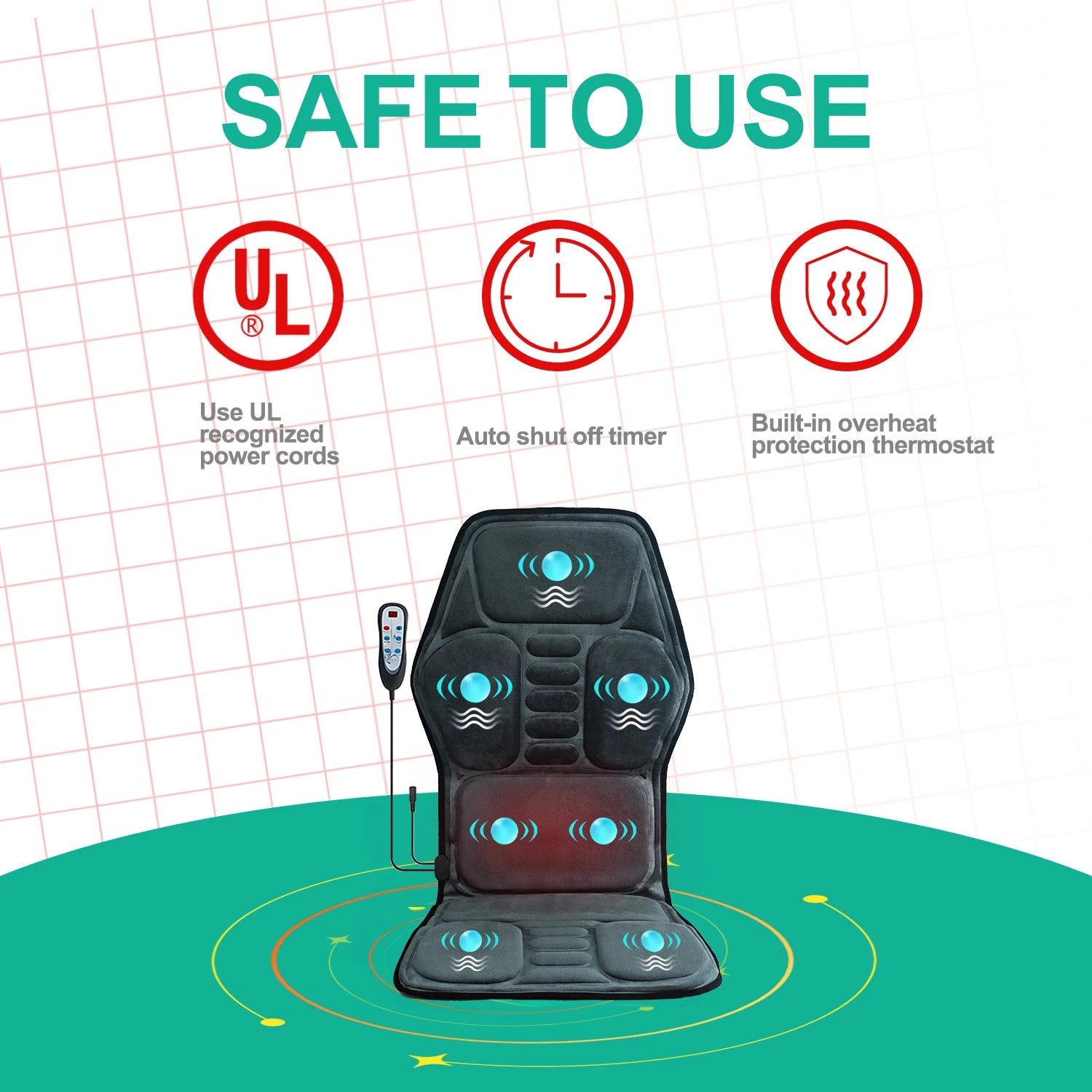 Massage Seat Cushion With Heating, Full Body Vibration, Back Massage Chair Cushion For Men & Women, Use at Home Office Car, Gift Sa8098ce29e714c5783c8df4e69d7780cF Red, White and Blue Products Store