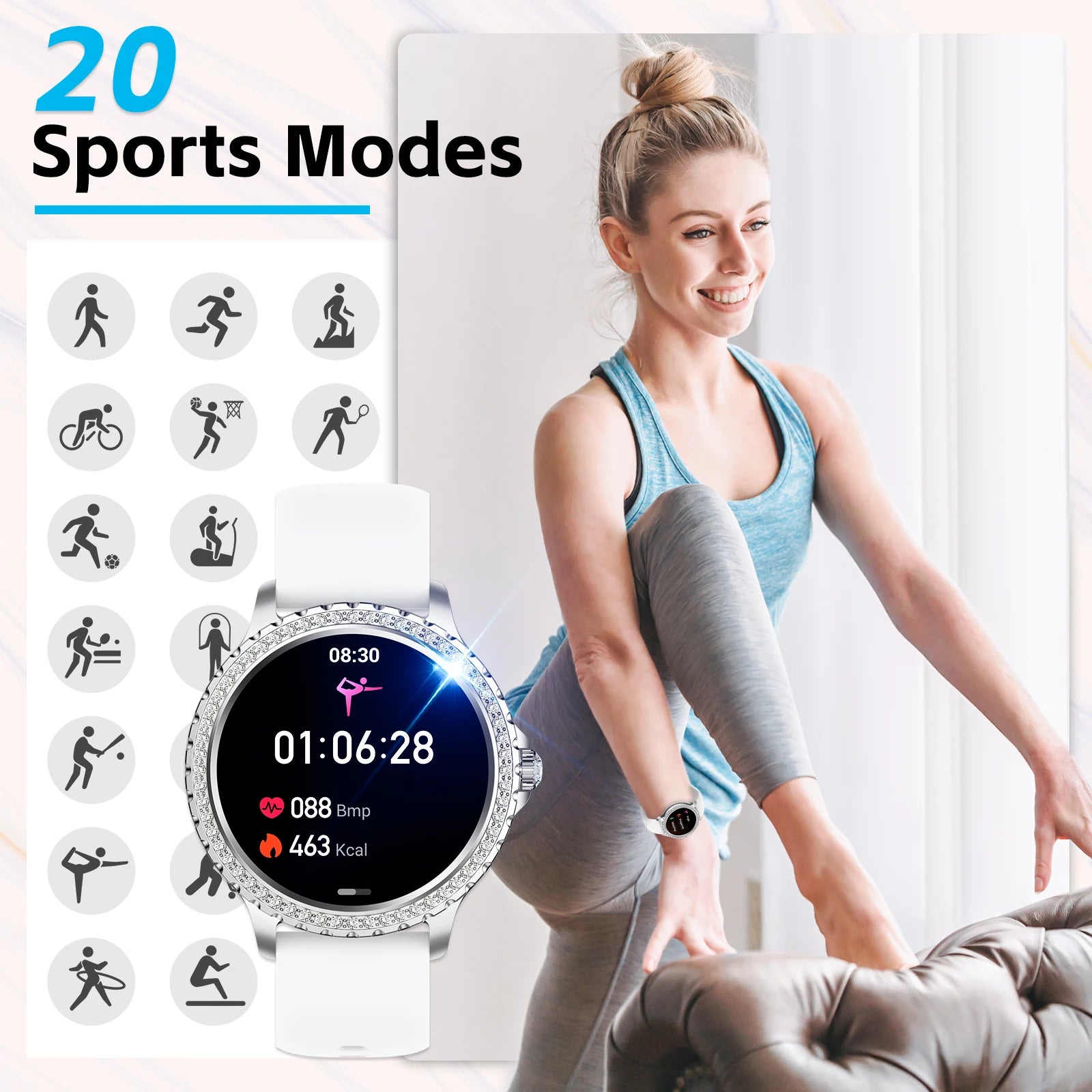 LaNikar Smart Watch for Women Smartwatch Fitness Tracker Watch with Heart Rate/Sleep Monitor/Pedometer for iPhone Android Phones Saed7f9a4239a4ed79c0f155c43c564b8J Red, White and Blue Products Store
