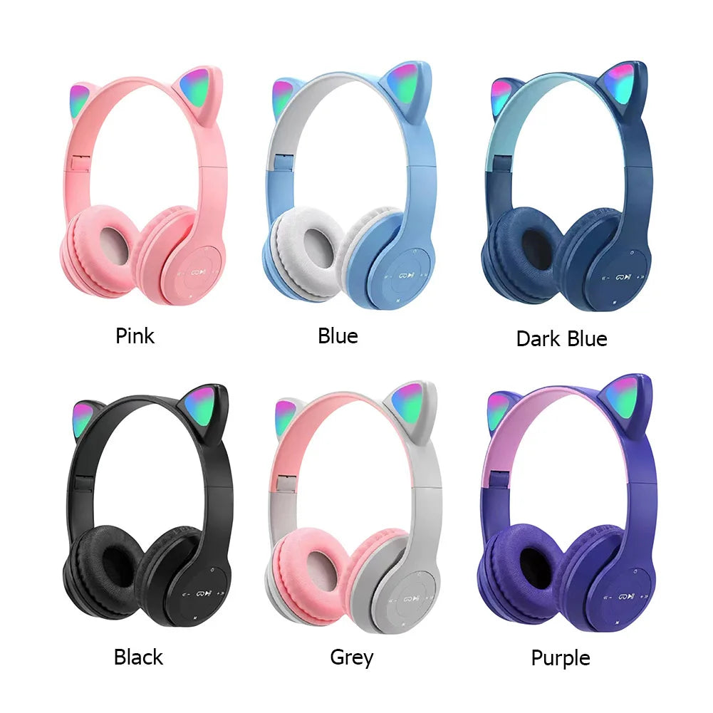 Wireless Headphones Cat Ear Gaming Headset Glow Light Bluetooth-Compatible Helmets Cute Over-Ear Headsets for Kids and Adult Sb00af1be26fd4999a020e0b0c5faafabM Amrit Store