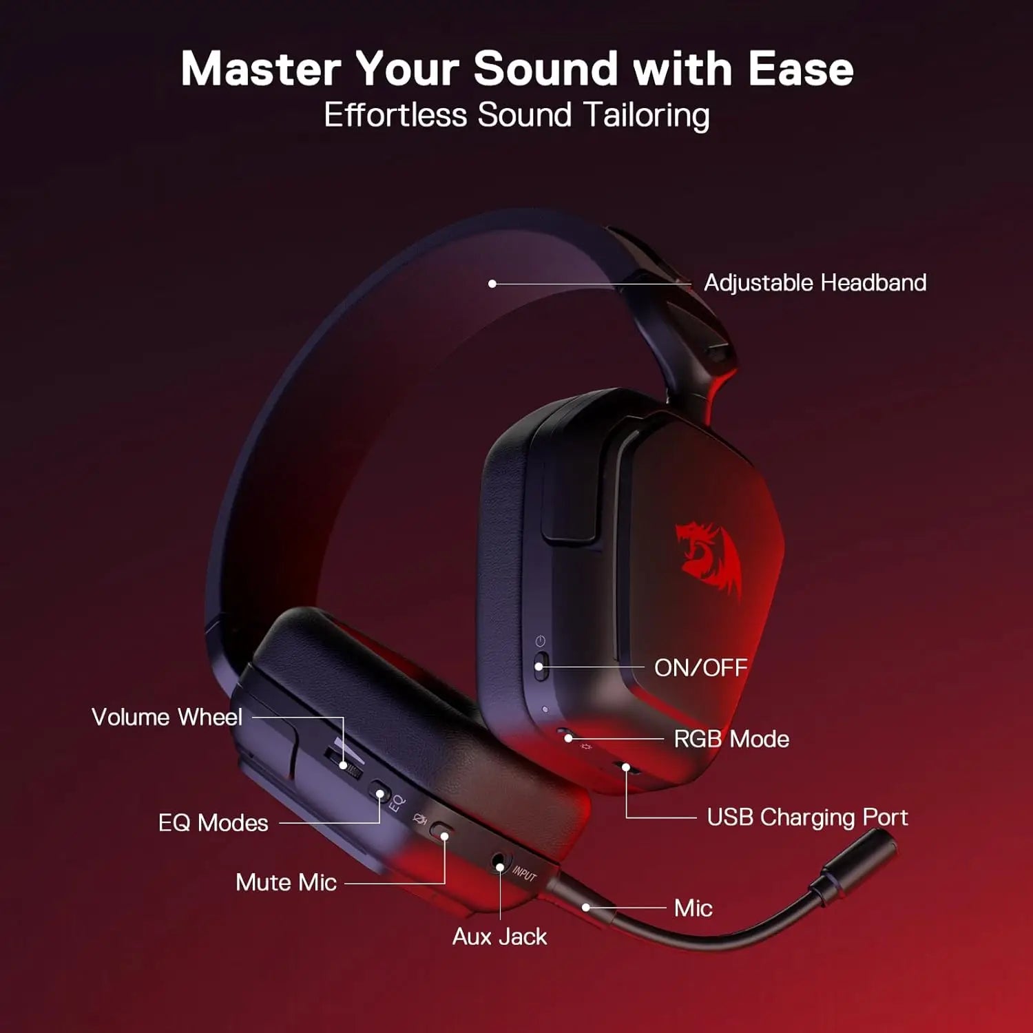 Redragon H868 3-Mode Wireless RGB Gaming Headset 7.1 Surround Sound 40 mm Drivers Noise-canceling Microphone Over-Ear Headphones Sb0a59b1528bf4f9a99e3e89fab4d2be40 Amrit Store