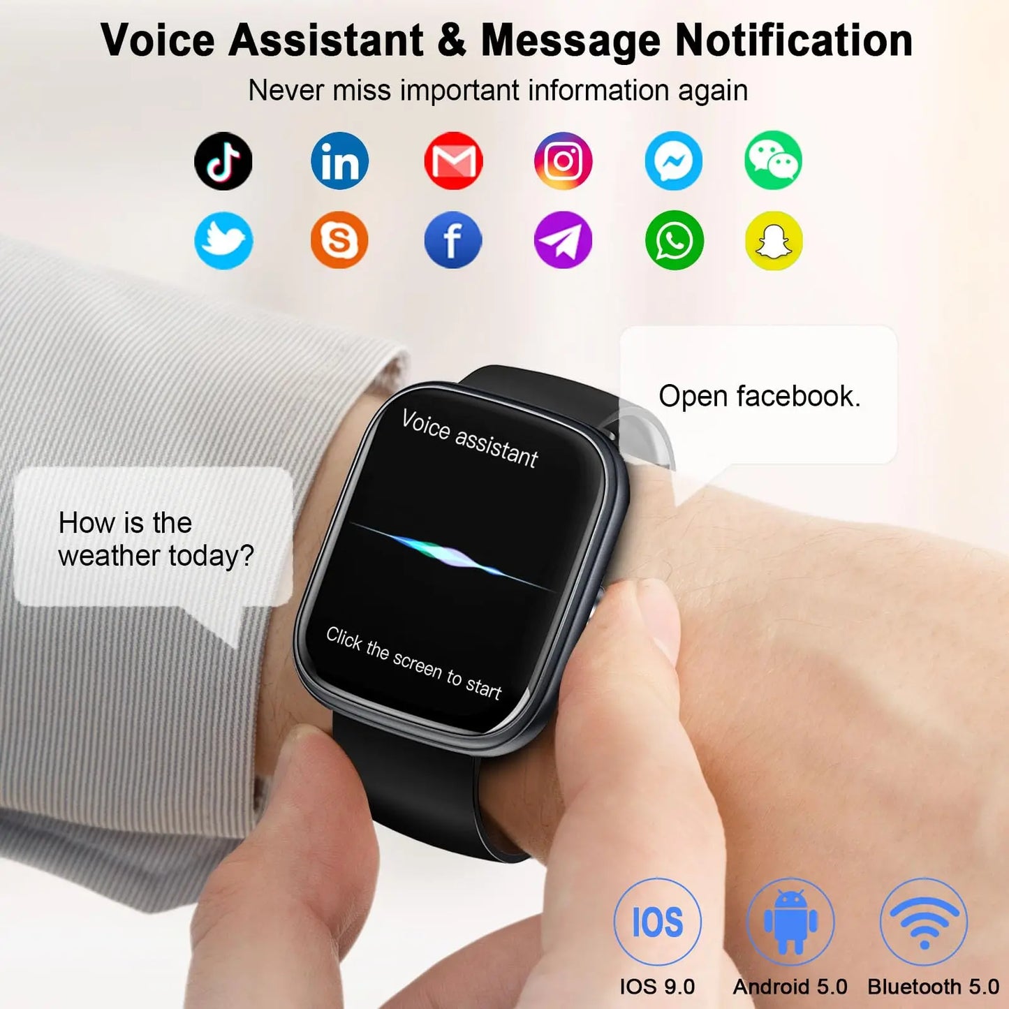 Smart Watch, 1.91" Smartwatch (Answer/Make Call), IP68 Waterproof Fitness Tracker, 110+ Sport Modes, Heart Rate and Sleep Monit Sb0c77bcae4954f49bd7e0b8521e9288bc Red, White and Blue Products Store