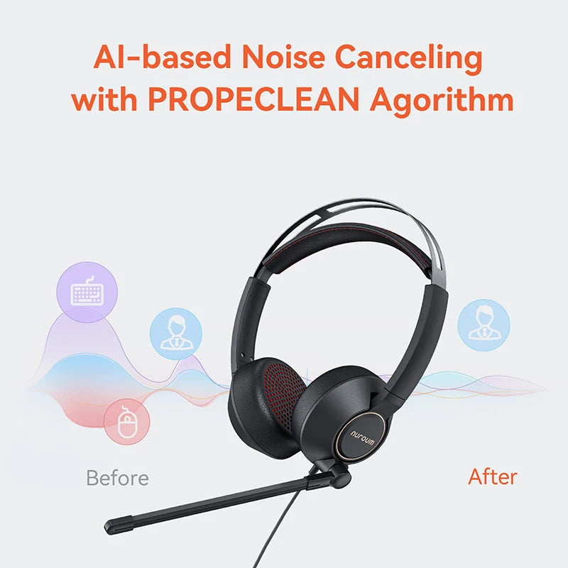 NUROUM Wired Headset AI-based Noise Cancelling USB/Type-C Headset With Microphone,PC Headphone For Pc Laptop With Microphone Sb7a82fa5065e47b584003c2f55d4f0b4x Amrit Store