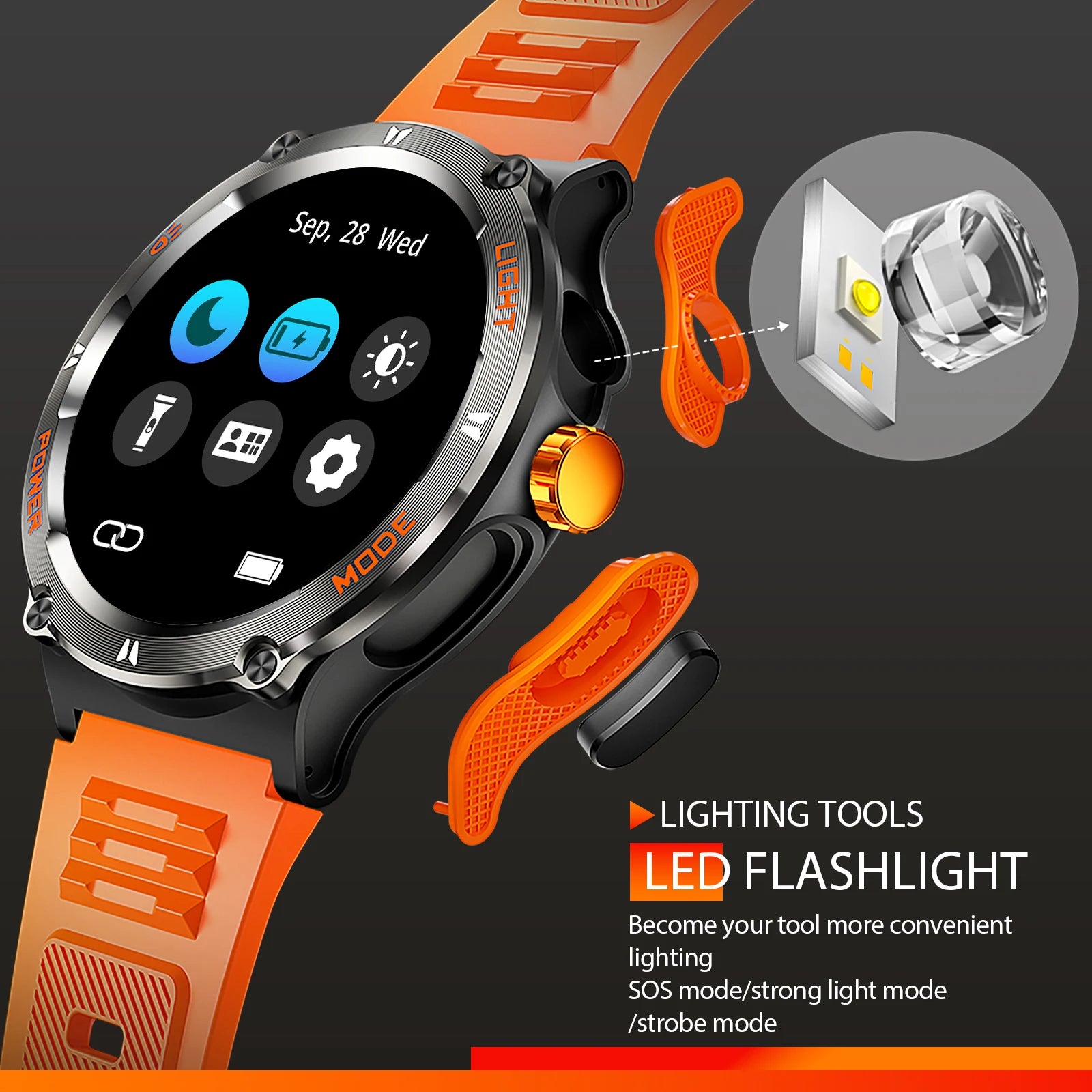 EIGIIS Smart Watch 3ATM Waterproof 1.53" KT76 Men Sport With Compass And LED Flashlight Heart Rate Sleep Analysis Bluetooth Call Sba7bd69e709947a6ac21e3c0415d651fl Red, White and Blue Products Store