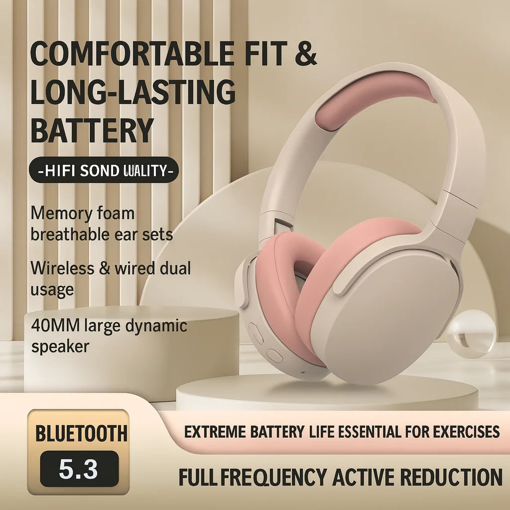 Hot Wireless Bluetooth Headphones Over Ear Hifi Stereo Headset True Sports Earphones TF AUX Music Player with HD Mic Sbd1dcfe8edce4c80a772934b1781a381O Amrit Store