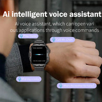 AI Voice Assistant Smart Watch, 1.96'' HD Screen Activity Trackers with 100+Sports/ Bluetooth Call/ SMS Alerts/ Flashlight Sbd2862af76e44f7a862b1480ced82a0ee Red, White and Blue Products Store