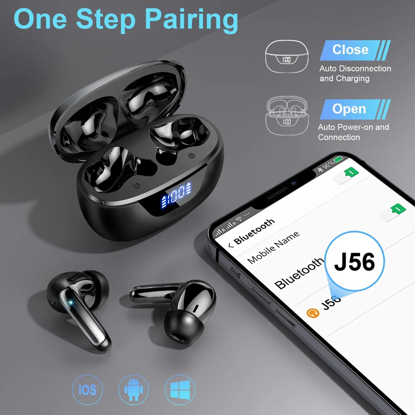 Wireless Headphones,Bluetooth 5.3 Stereo Earphones in Ear with 4 ENC Mic Clear Calls,Noise Cancelling Ear Buds,48H battery life. Sbd33edc1d7284114972fa48d5c096b2aJ Amrit Store