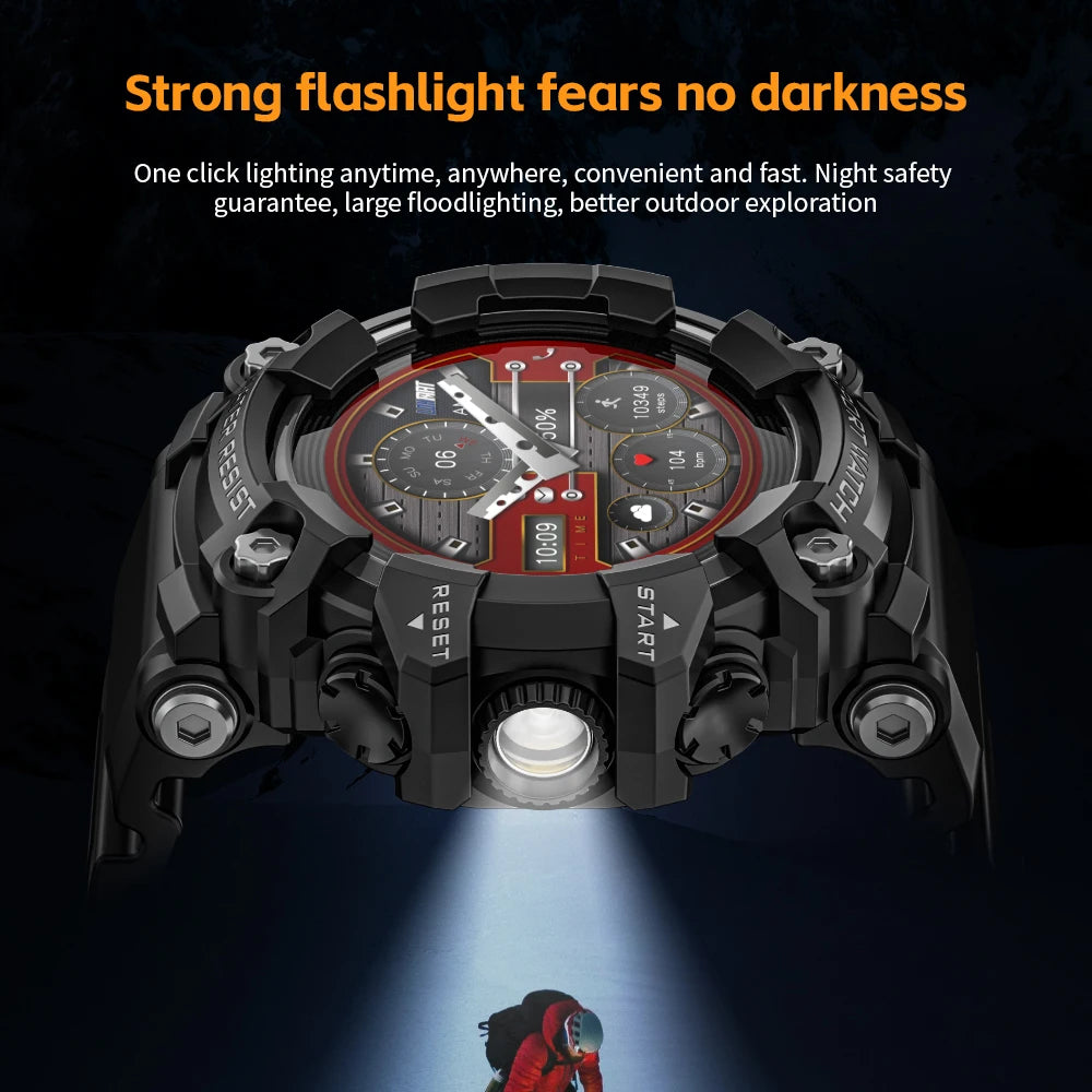 LOKMAT Rugged Sport Smart Watch ATTACK-GT Bluetooth Calls Colorful Waterproof Military Smartwatches with Flashlight for Phone Sc0b264a7c2cb4b24853b7137cbd3a71f7 Red, White and Blue Products Store