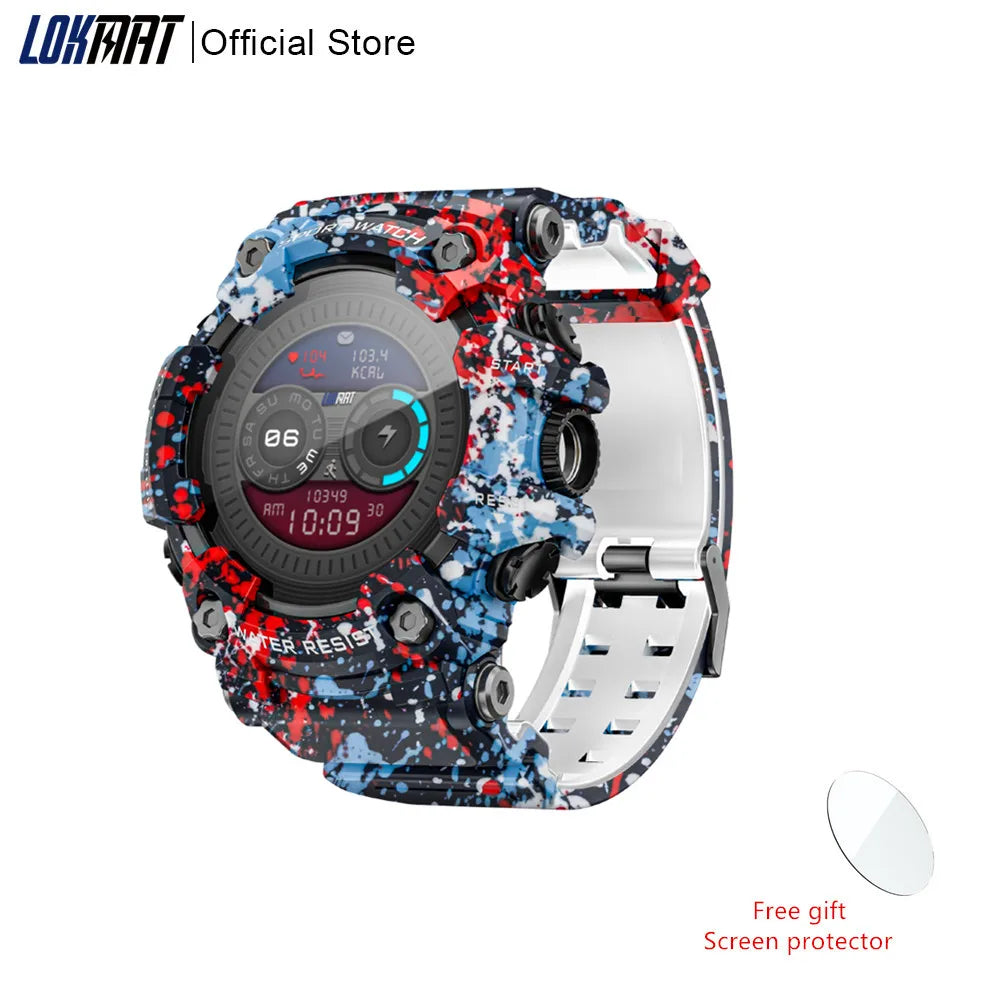 LOKMAT Rugged Sport Smart Watch ATTACK-GT Bluetooth Calls Colorful Waterproof Military Smartwatches with Flashlight for Phone Mix Blue United States Sc1925f4d00f64523b75bb5efabf2c07ct Red, White and Blue Products Store