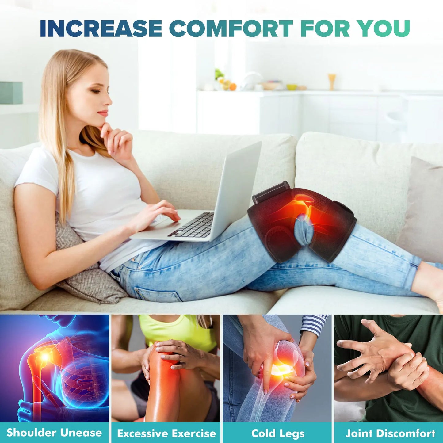 Intelligent Electric Heating Knee Protection Massage Warm Compress Joint Protection Neck Shoulder Knee Vibration Device Sc4a75a37444847fc81ca32c8372aff43r Red, White and Blue Products Store