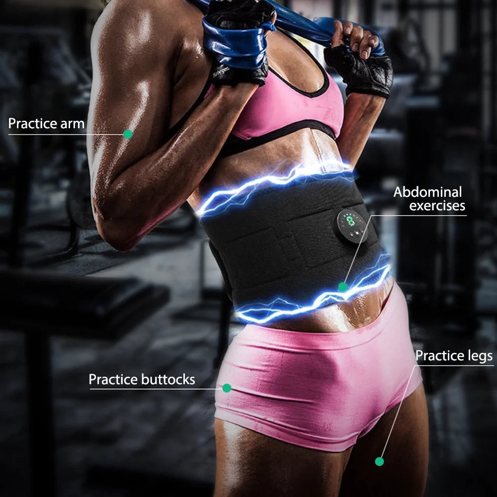 EMS Waist Abdominal Trainer Belt USB Recharge Muscle Stimulator Abs Fat Burn Body Slimming Weight Loss Fitness Massage Sc882f737496b4364b50f9257d4272e41M Red, White and Blue Products Store