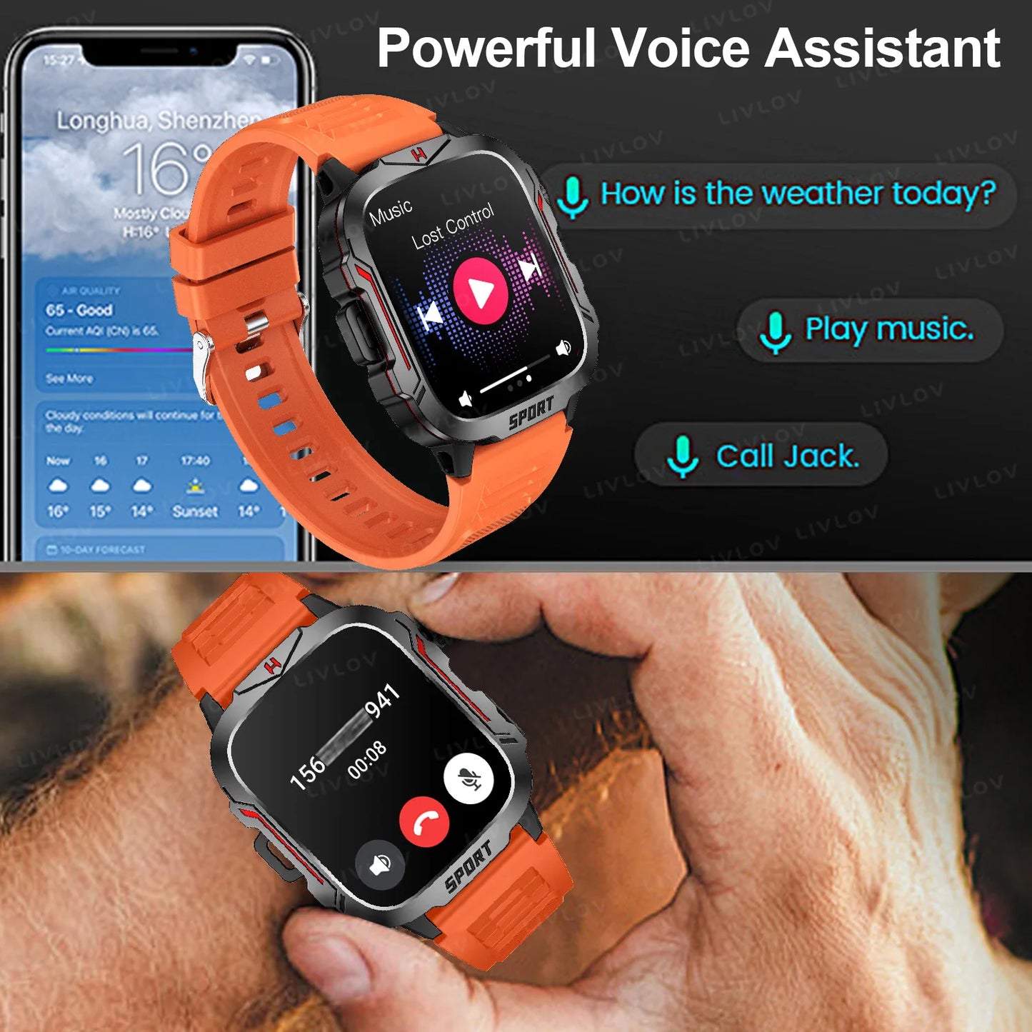 Flashlight Smart Watch for Men/Women, 1.96'' Screen Fitness Tracker with Long Battery Life/ AI Voice Assistant/ Bluetooth Call Scb83a39c072c4e61a553798e45b5a935P_aef3d692-5f78-4098-bc42-42ac15427c71 Red, White and Blue Products Store