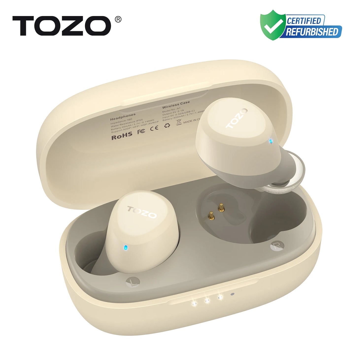 Refurbished TOZO TWS Earbuds in-Ear Wireless Bluetooth Headsets with With Mic Touch Control Sport Waterproof for Iphone Android khaki United States Scdad2c9b0a8144e7a5f98bfbb53fc881A Amrit Store