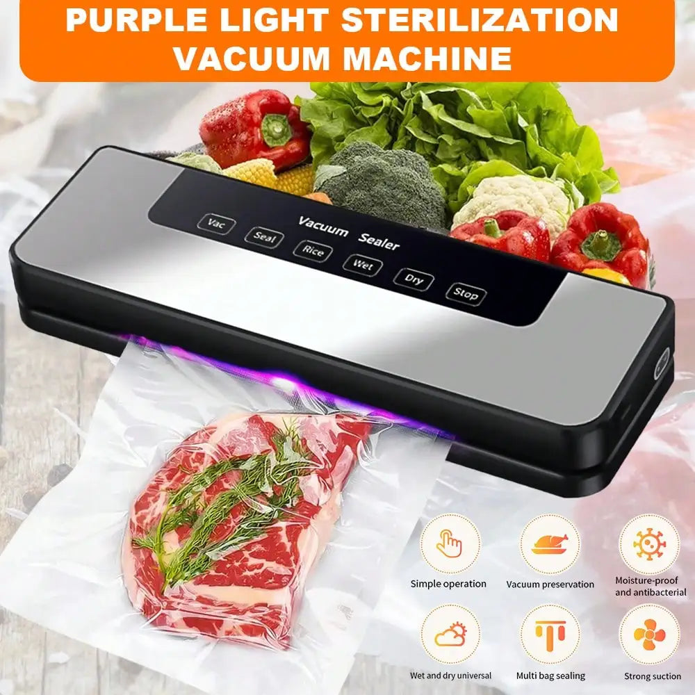 Automatic Vacuum Sealer Machine for Food Storage, Compact Household Sealing System with 30pcs Bags, Keeps Food Fresh Longer United States Black Sce310ee9b22d40a4b098ff206e64536dk Amrit Store