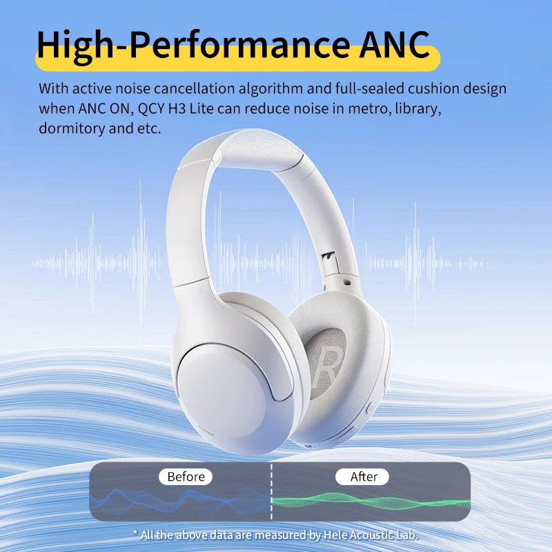QCY H3 Lite ANC Wireless Headphones Active Noise Cancelling Over Ear Headset Bluetooth 5.3 Earphones 40mm Driver HiFi Sound 60H Sd4191f3a9f534b7fbd81bc478a2d200f5 Amrit Store