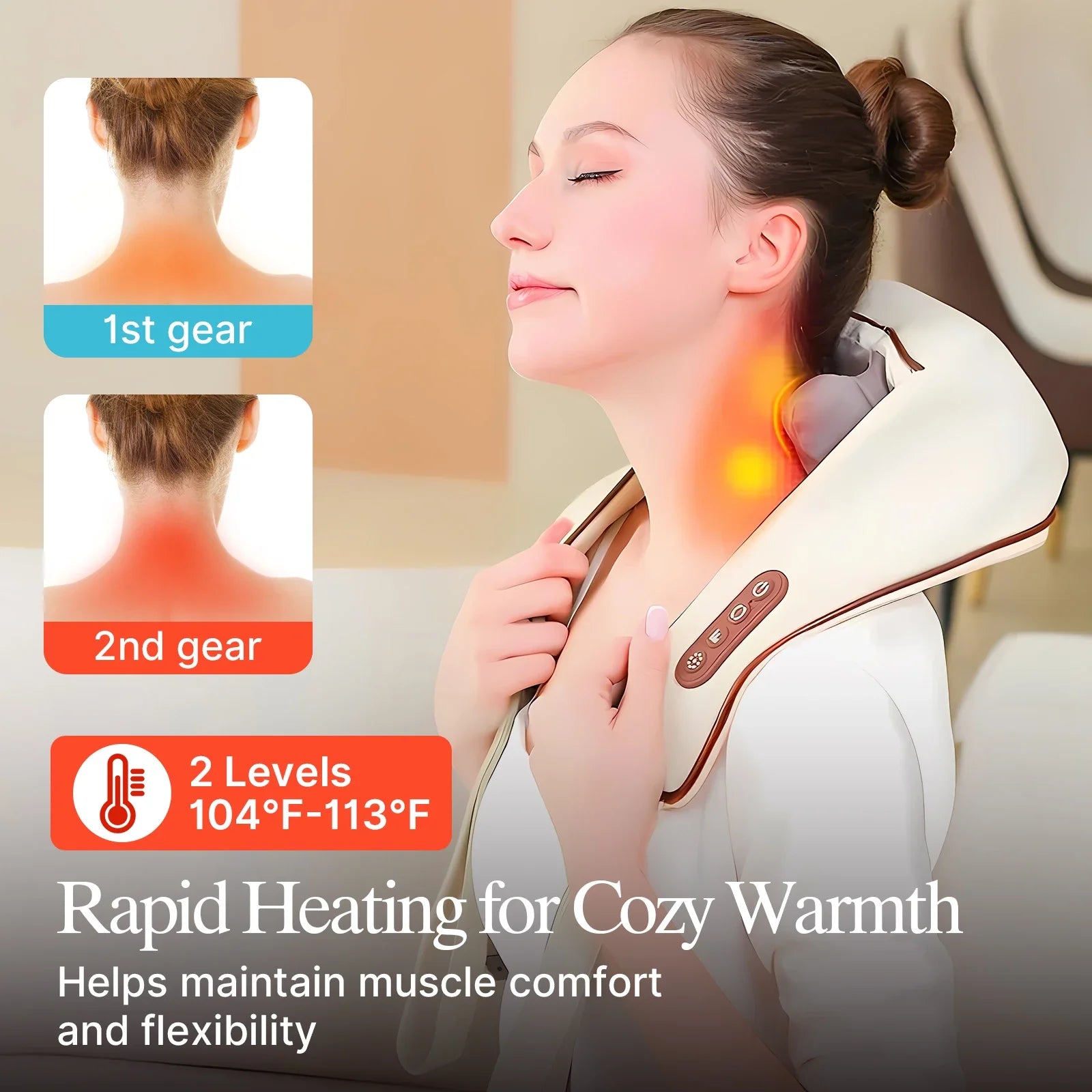 Massager - Neck and Shoulder Massager, Cordless Lymphatic Neck Massager with Heat for Pain Relief Deep Tissue, Portable Recharge Sd8e21577e2364e5a826ad81a0152842aQ Red, White and Blue Products Store