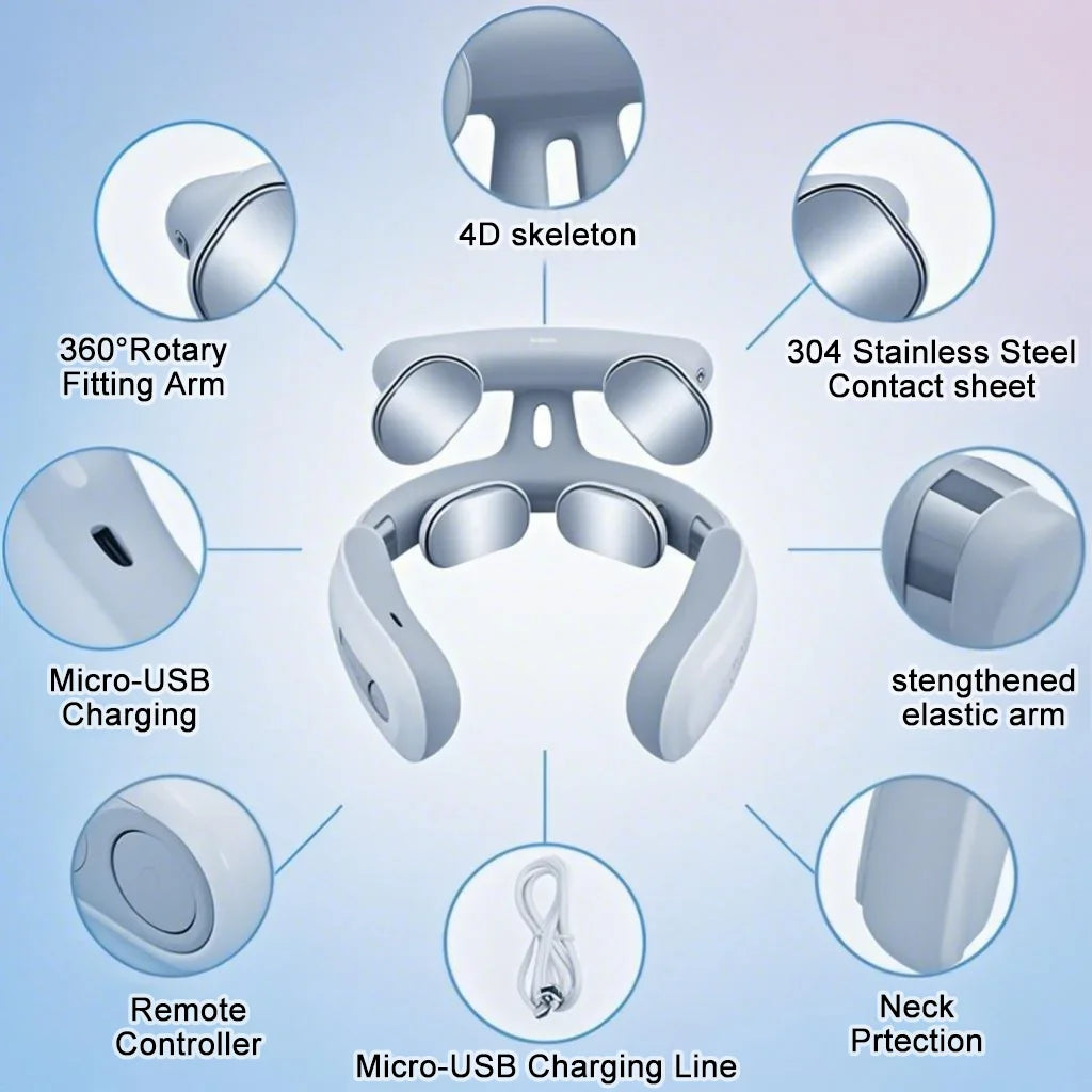 Four heads Adjustable USB Charging Neck Massager Heating Function Breathing Light For Neck Pain Relief And Relaxation Sda49899f80884cec94a9adc602f963a7Z Red, White and Blue Products Store