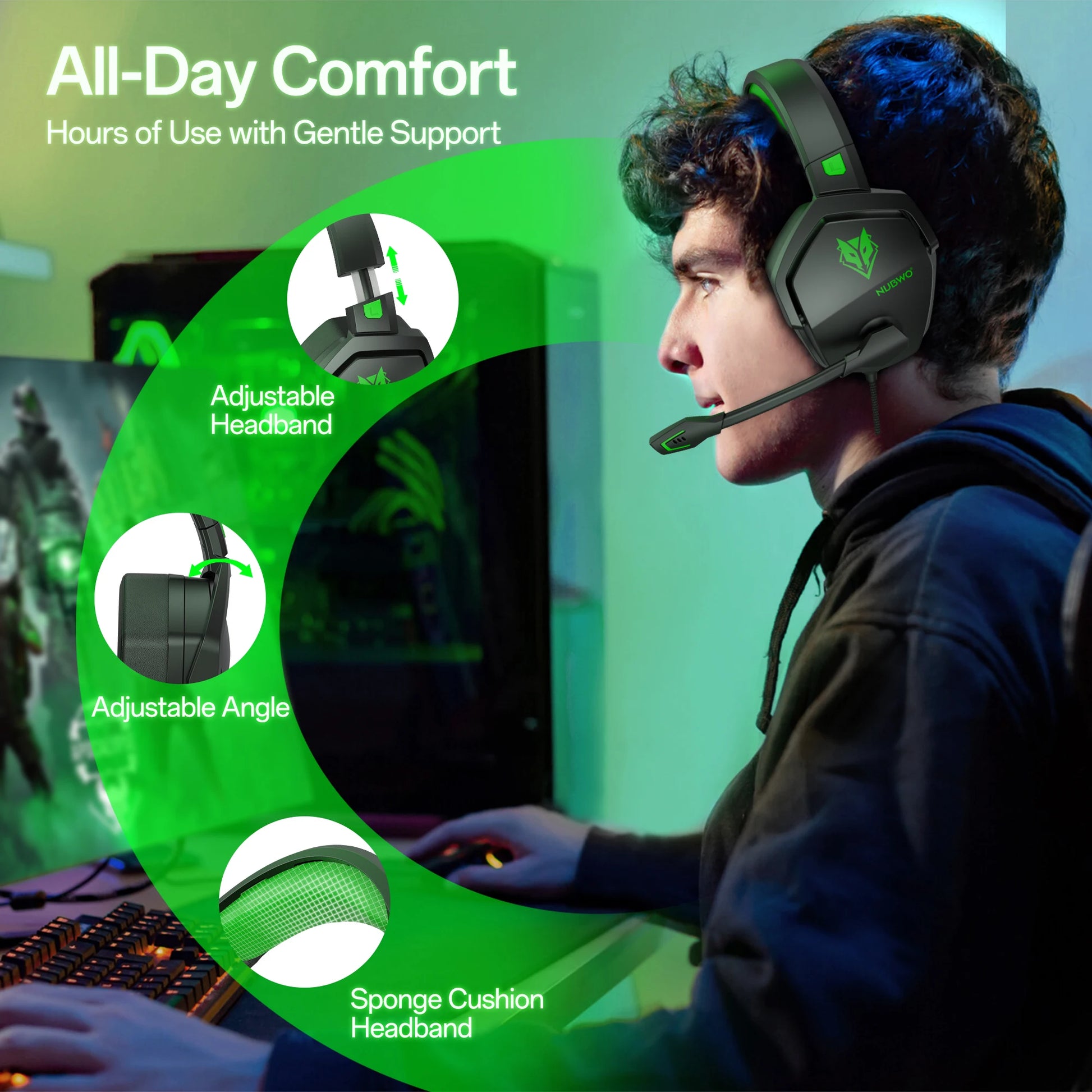NUBWO N16 Gaming Headset - Noise Canceling Mic, Stereo Sound, and Comfortable Design Gaming Headphones for PS5, PS4, Xbox One Sde889bf2eddb417fba3aeecbb9f43812D Amrit Store