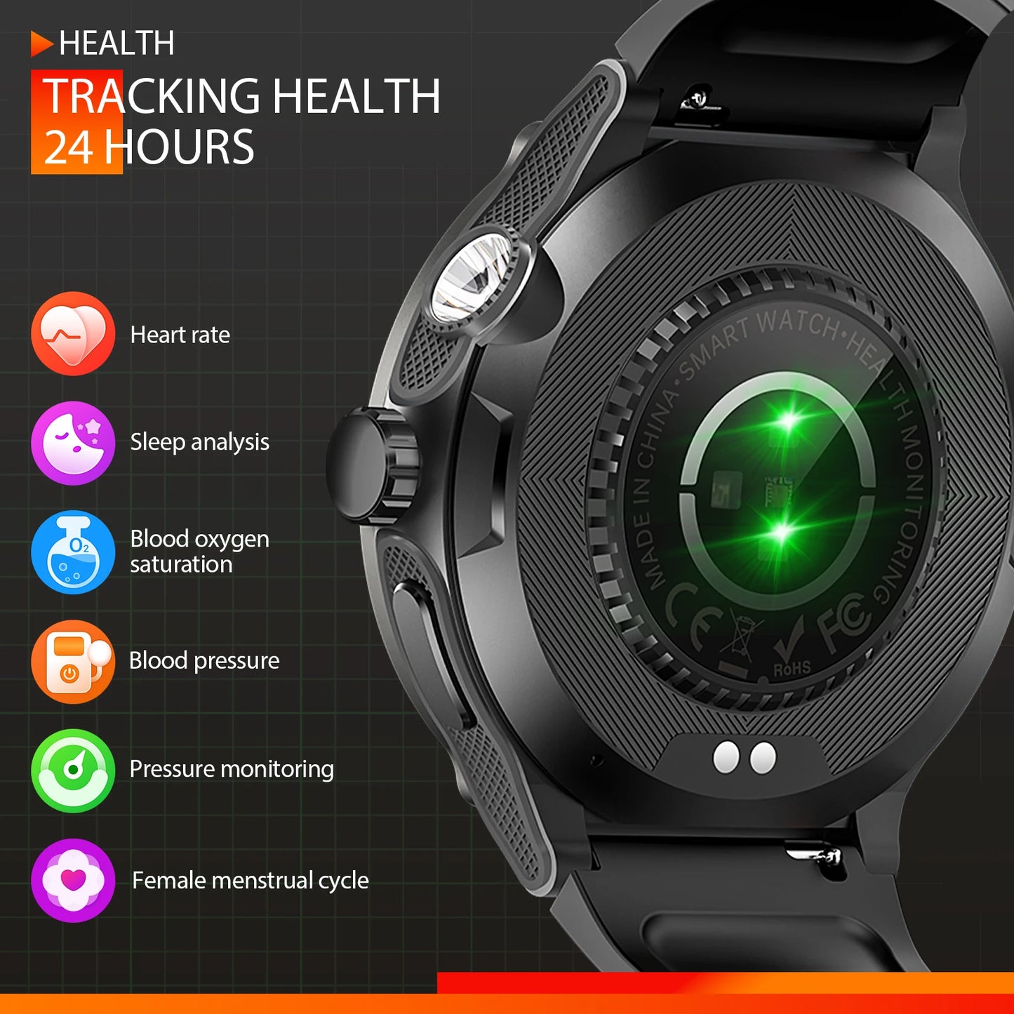 EIGIIS Smart Watch 3ATM Waterproof 1.53" KT76 Men Sport With Compass And LED Flashlight Heart Rate Sleep Analysis Bluetooth Call Se11c80e1efd14d838f796de23ab55055a Red, White and Blue Products Store