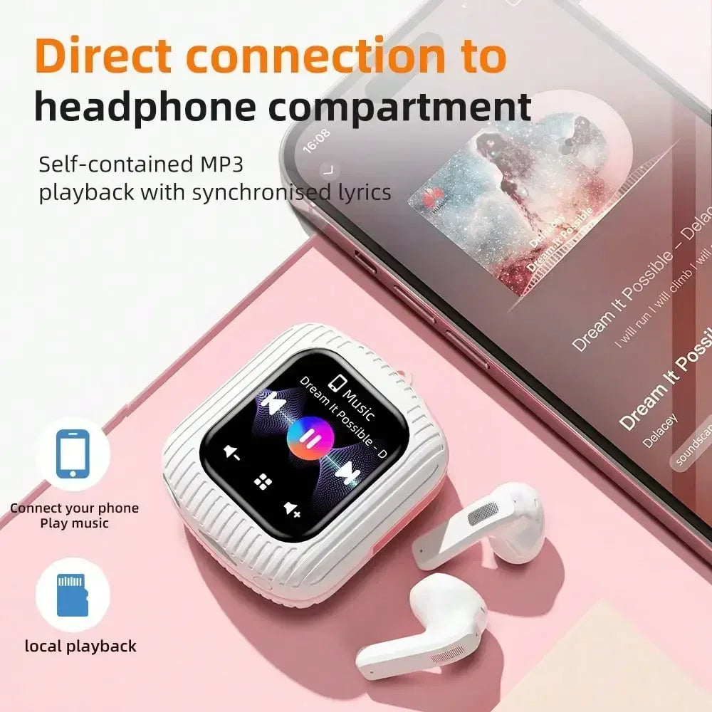 Intelligent wireless touch screen multifunctional earphones ENC noise cancelling Bluetooth earphones can be plugged into TF card Se67a8161c92c4b7aaf25d22f742c07e4b Amrit Store
