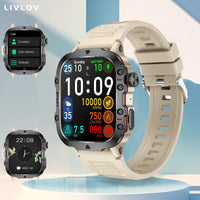 AI Voice Assistant Smart Watch, 1.96'' HD Screen Activity Trackers with 100+Sports/ Bluetooth Call/ SMS Alerts/ Flashlight Beige silicone Se721e9a63f06418286f62686e36716ean Red, White and Blue Products Store