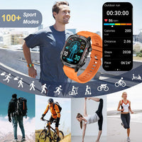 Flashlight Smart Watch for Men/Women, 1.96'' Screen Fitness Tracker with Long Battery Life/ AI Voice Assistant/ Bluetooth Call Sf3fd63a62c83436589fb05cbd6cc245ci Red, White and Blue Products Store