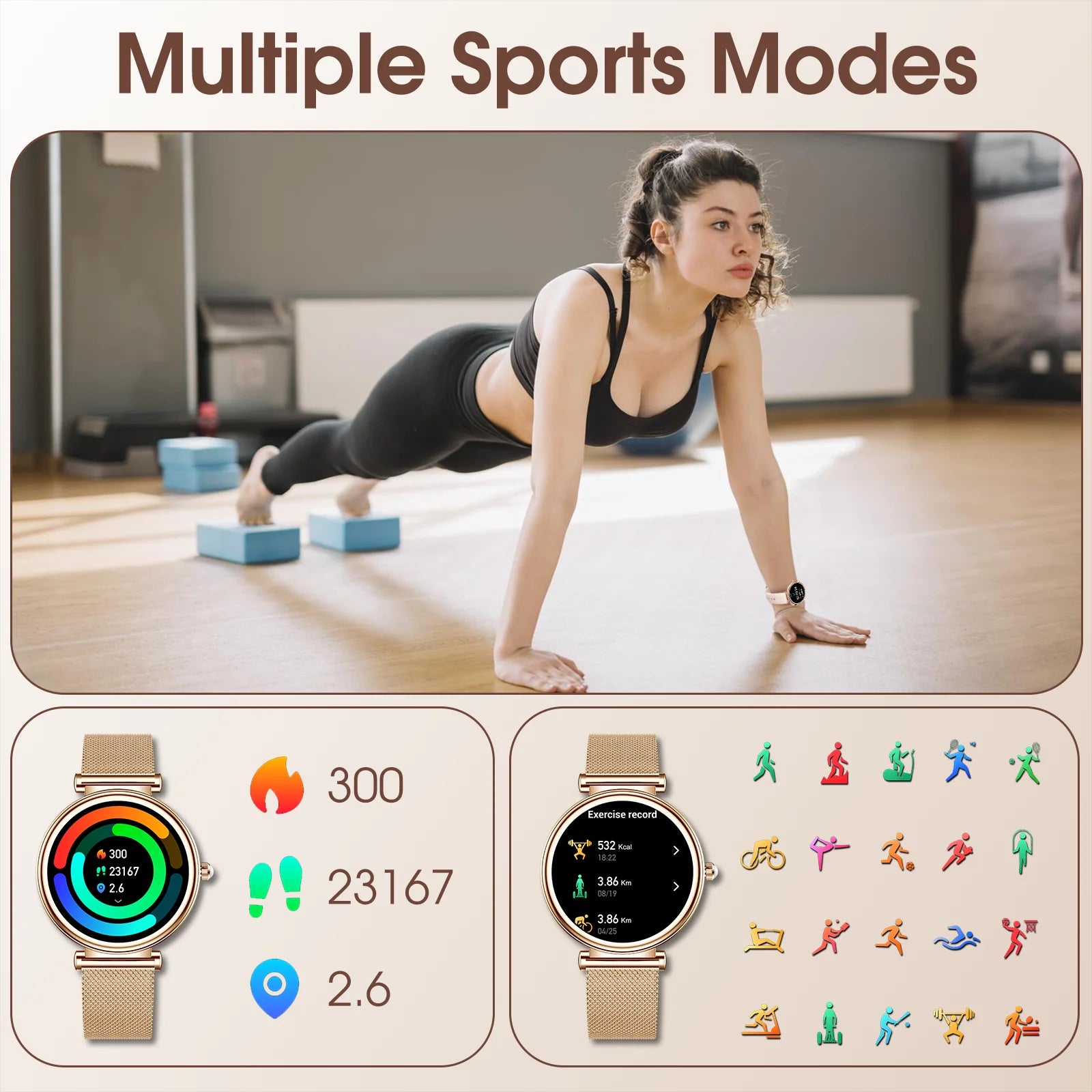 Women's Smart Watch, 1.2-inch (approximately 3.2cm) Fitness Tracker Watch With Wireless Calling And Multiple Sports Modes Sf467f7261e324f6abfe74c1e74e7e3afG Red, White and Blue Products Store