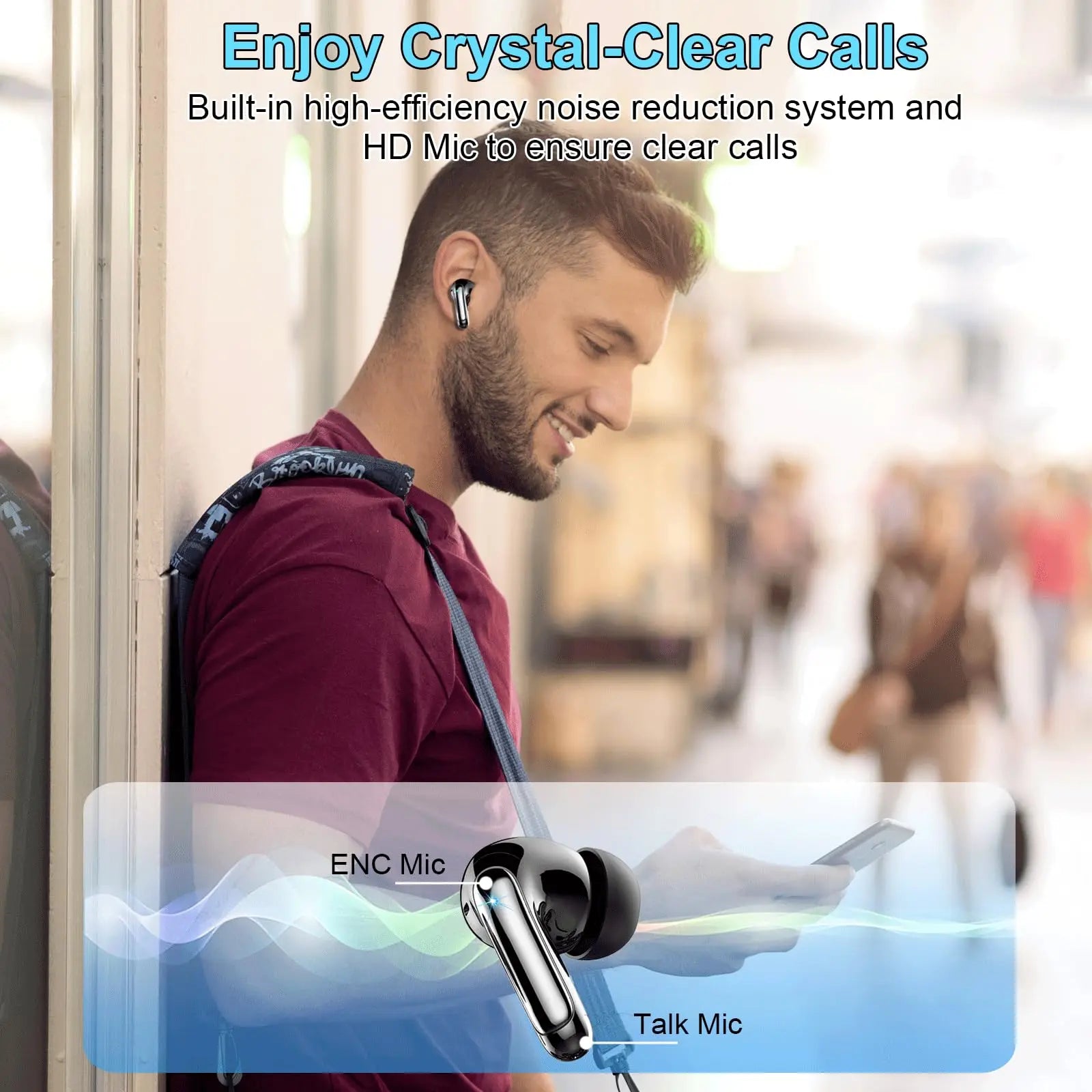 Wireless Headphones,Bluetooth 5.3 Stereo Earphones in Ear with 4 ENC Mic Clear Calls,Noise Cancelling Ear Buds,48H battery life. Sf657d348955d4b57aed019032156561bl Amrit Store